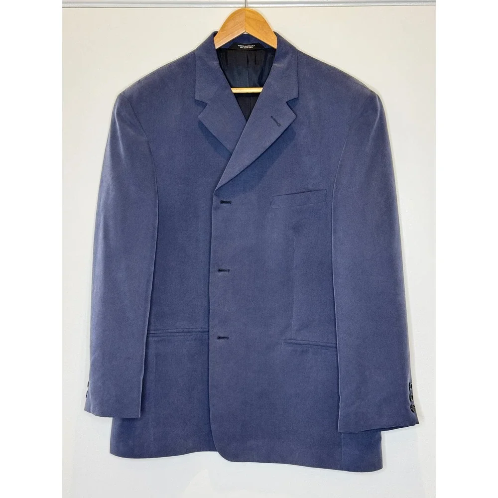 Haggar Black Label Mens 3 Button Blazer Sport Coat Slate Blue Jacket